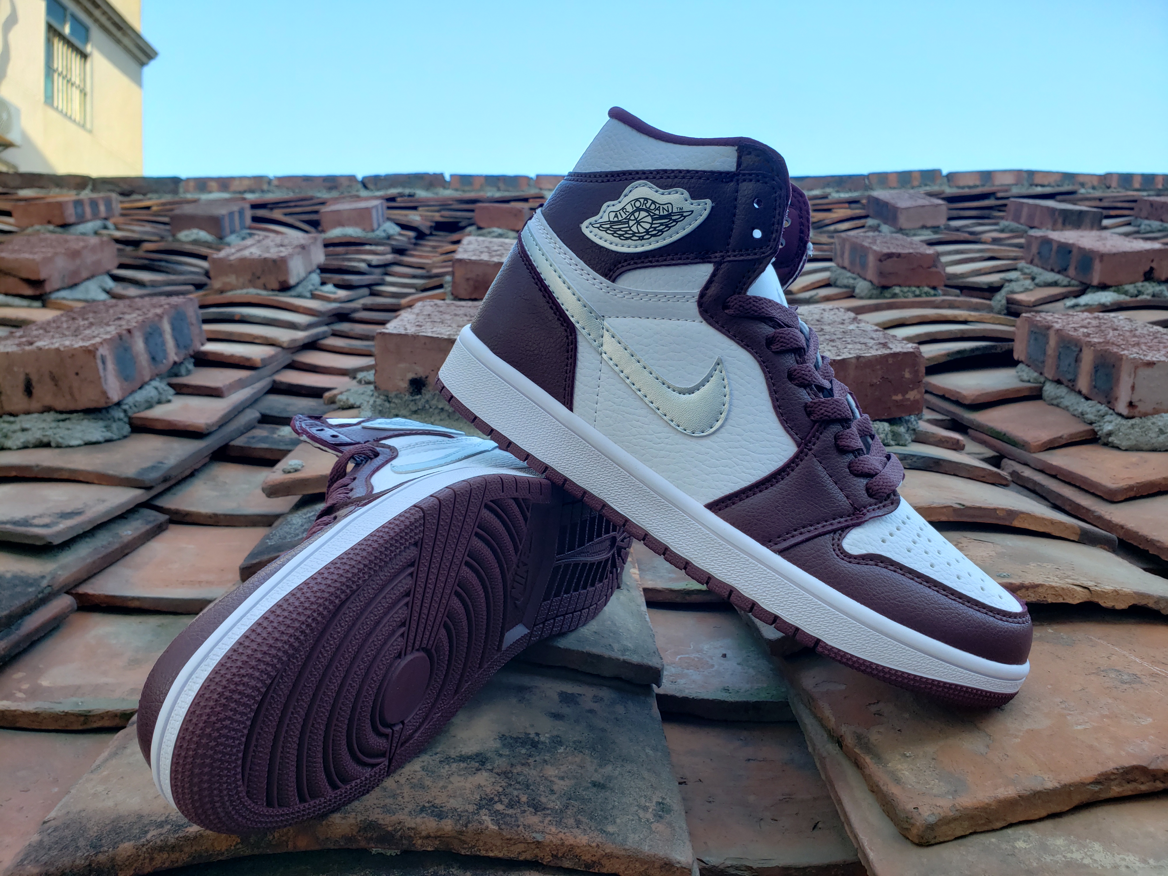 2021 Air Jordan 1 Wine Red White Shoes